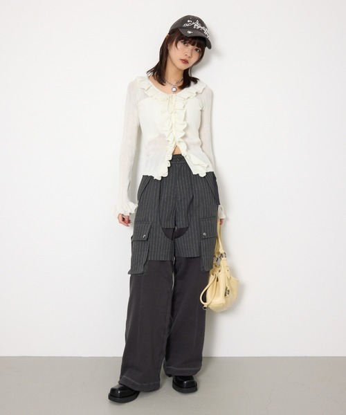 2026SS新作】FRONT FRILL KNIT TOPS フロントフリル ニットトップス 冬