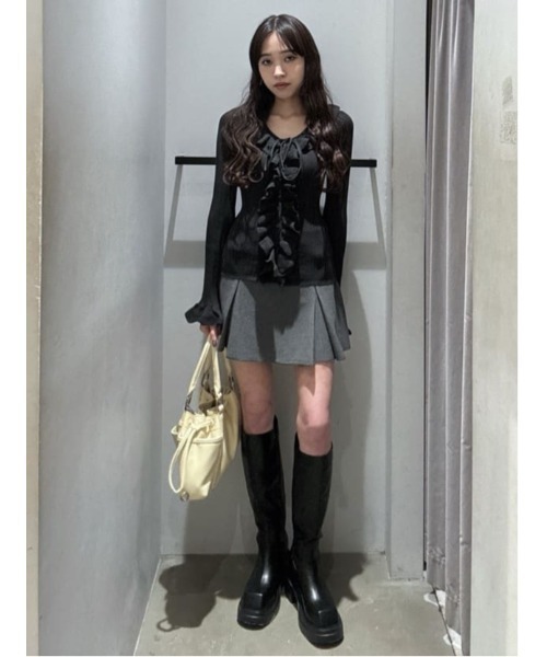 2026SS新作】FRONT FRILL KNIT TOPS フロントフリル ニットトップス 冬
