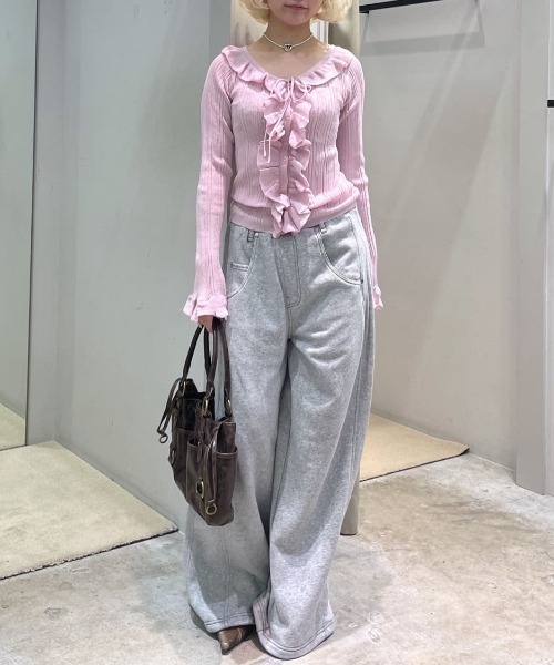 2026SS新作】FRONT FRILL KNIT TOPS フロントフリル ニットトップス 冬