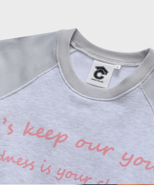 CONCEPTCOLLEGE（コンセプトカレッジ）の「Lettering Raglan Sweatshirt_Ash Gray/Light Gray [Unisex]（スウェット・レディース・ライトグレー・MEDIUM/LARGE）」の2枚目の写真