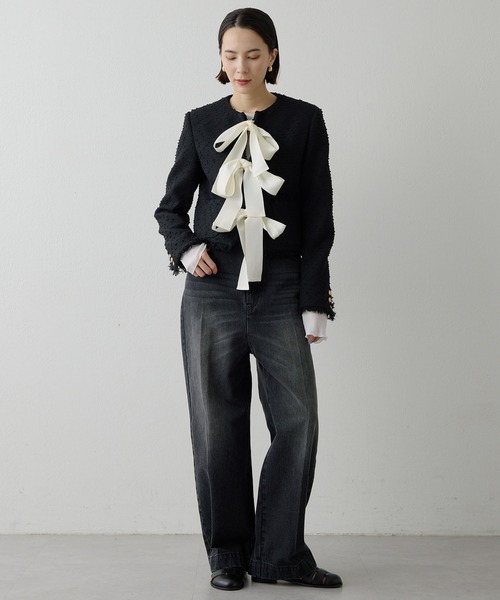 Whim Gazette(ウィムガゼット)の「センタープレスブラックデニムパンツ(デニムパンツ・レディース・ブラック・36/38)」の8枚目の写真