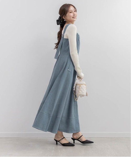 RANDA（ランダ）の「デニムフレアワンピース（ワンピース・レディース・インディゴブルー/ブルー/ブラック・1/0）」の7枚目の写真