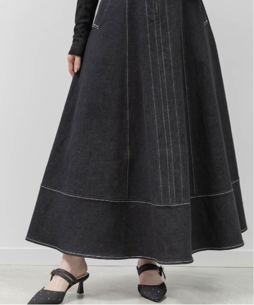 RANDA（ランダ）の「デニムフレアワンピース（ワンピース・レディース・インディゴブルー/ブルー/ブラック・1/0）」の21枚目の写真