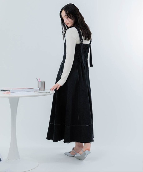 RANDA（ランダ）の「デニムフレアワンピース（ワンピース・レディース・インディゴブルー/ブルー/ブラック・1/0）」の5枚目の写真