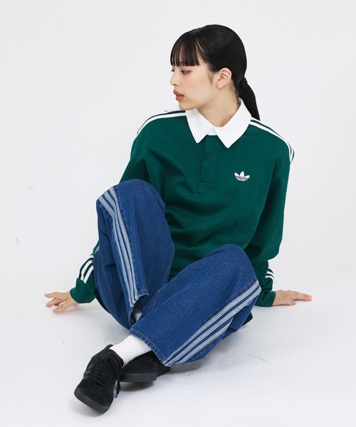 adidas（アディダス）の「【ADIDAS ORIGINALS / アディダスオリジナルス】 ADICOLOR DENIM FIREBIRD PANTS / デニム ファイヤーバードパンツ（デニムパンツ・メンズ・ブラック/インディゴブルー・M/L/XL）」の16枚目の写真