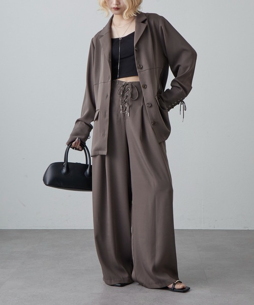 Lui's(ルイス)の「レースアップデザインワイドパンツ(スラックス・レディース・ブラック/グレー・36/38)」の19枚目の写真