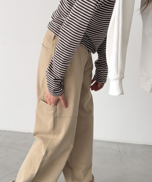 CANAL JEAN(キャナルジーン)の「Lakey Park ダブルニーワークパンツ(その他パンツ・レディース・ベージュ/ブラック・SMALL/MEDIUM)」の5枚目の写真