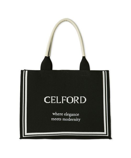 CELFORD（セルフォード）の「CELFORDロゴニットバッグ（トートバッグ・レディース・ライトベージュ/ブラック/ピンク・F）」の2枚目の写真