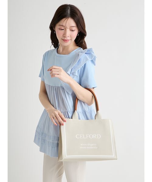 CELFORD（セルフォード）の「CELFORDロゴニットバッグ（トートバッグ・レディース・ライトベージュ/ブラック/ピンク・F）」の12枚目の写真