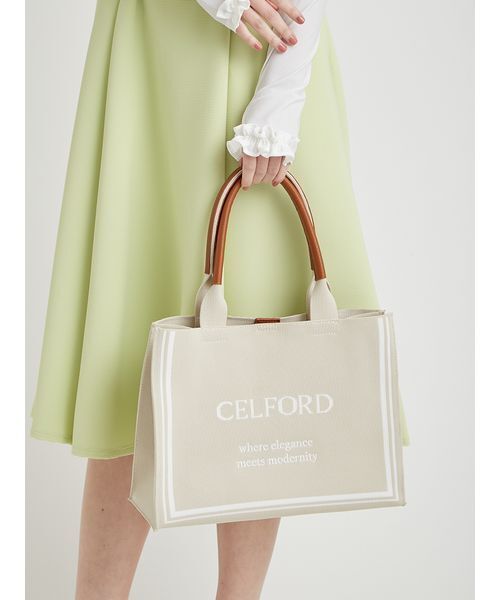 CELFORD（セルフォード）の「CELFORDロゴニットバッグ（トートバッグ・レディース・ライトベージュ/ブラック/ピンク・F）」の13枚目の写真
