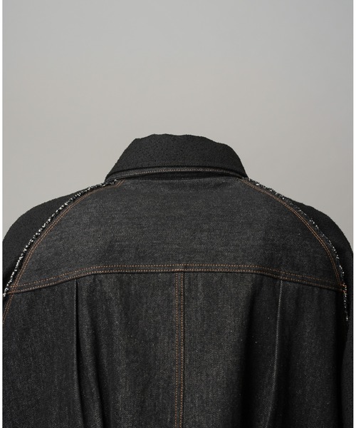 UNISEX》Different Materials Layering Prime-Over Trucker Jacket/異