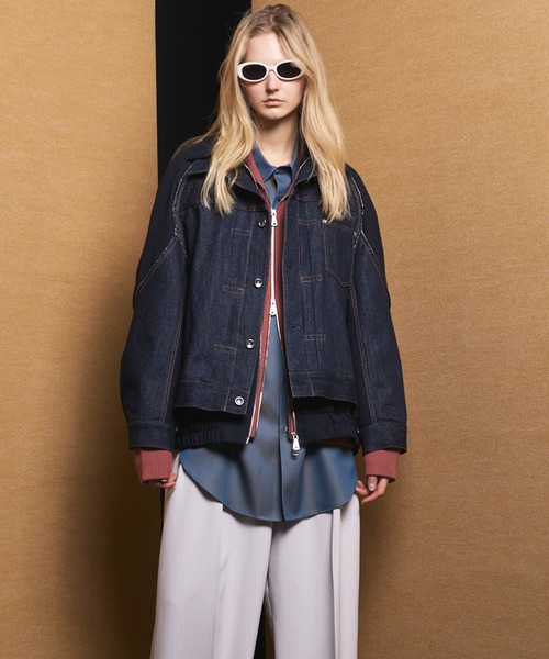 UNISEX》Different Materials Layering Prime-Over Trucker Jacket/異 UNISEX》Different Materials Layering Prime-Over Trucker Jacket/異