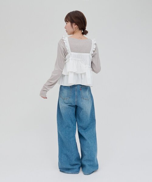 DISCOAT（ディスコート）の「【umm.】アシメフリルキャミブラウス（シャツ/ブラウス・レディース・ブラック/オフホワイト/サックスブルー・FREE）」の6枚目の写真