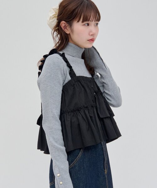 DISCOAT（ディスコート）の「【umm.】アシメフリルキャミブラウス（シャツ/ブラウス・レディース・ブラック/オフホワイト/サックスブルー・FREE）」の13枚目の写真