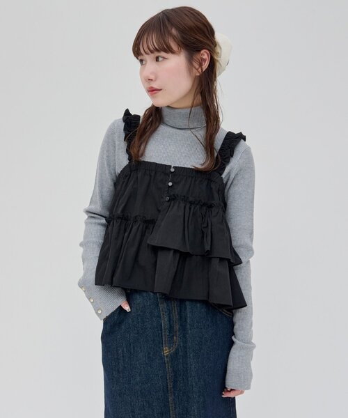 DISCOAT（ディスコート）の「【umm.】アシメフリルキャミブラウス（シャツ/ブラウス・レディース・ブラック/オフホワイト/サックスブルー・FREE）」の14枚目の写真