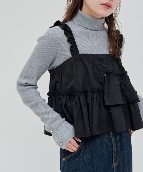 DISCOAT（ディスコート）の「【umm.】アシメフリルキャミブラウス（シャツ/ブラウス・レディース・ブラック/オフホワイト/サックスブルー・FREE）」の15枚目の写真