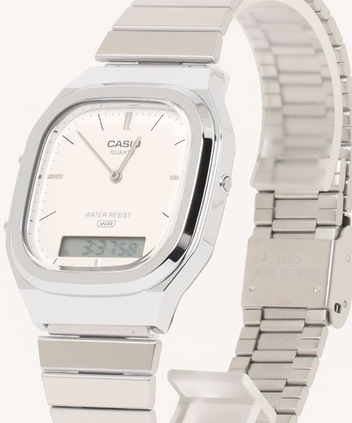 CASIO(カシオ)の「CASIO カシオ / アナログデジタル メタルバンド クラシック アナデジ ウォッチ 日常生活防水 レトロフューチャー //// AQモデル(デジタル腕時計・メンズ・シルバー系その他/シルバー/シルバー系その他2/シルバー×ブルー・FREE)」の4枚目の写真