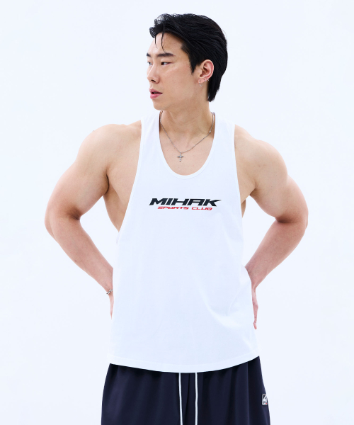 MIHAK(ミハク)の「スポンサー ロゴ ディープ スリーブレス (ホワイト)(Tシャツ/カットソー・メンズ・その他・1/2/3)」の4枚目の写真