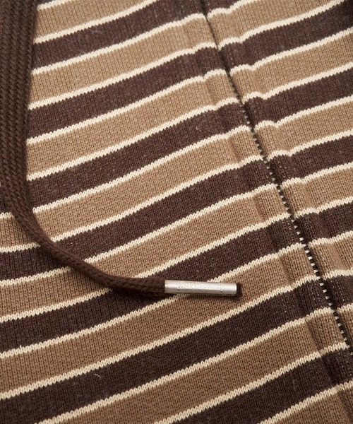 Stockholm Surfboard Club(ストックホルムサーフボードクラブ)の「Stockholm Surfboard Club/ストックホルムサーフボードクラブ パーカー Striped Zip Hoodie(パーカー・メンズ・ブラウン・S)」の8枚目の写真