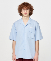 HONGWOOSUNG（ホンウソン）の「Embroidery Boots Open Collar Shirt_Sky Blue（シャツ/ブラウス）」