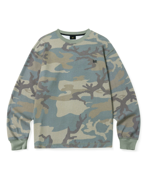 BROWNBREATH(ブラウンブレス)の「TAG CAMOUFLAGE WAFFLE LONGSLEEVE - KHAKI(Tシャツ/カットソー・レディース・その他・L/XL/S/M)」の1枚目の写真