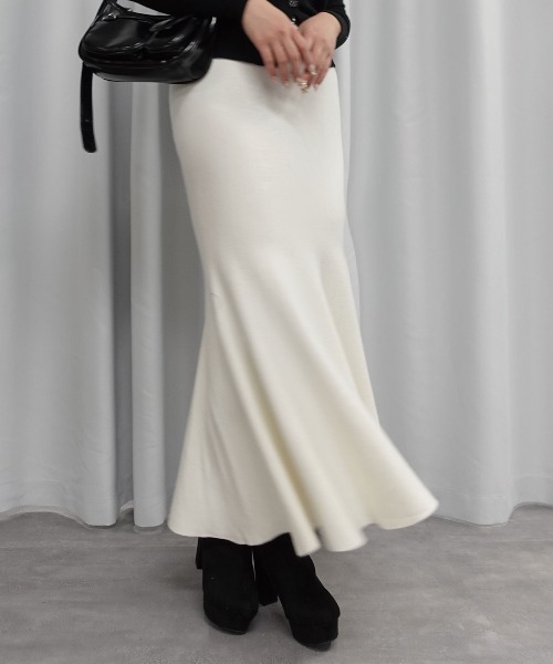 Lots of Love（ロッツオブラブ）の「ニットマーメイドスカート【ベルトセット】（スカート・レディース・グレー/ブラック/アイボリー/ベージュ・M）」の2枚目の写真