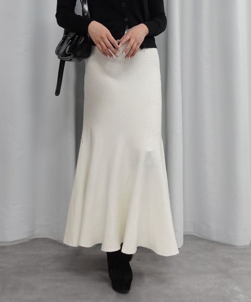 Lots of Love（ロッツオブラブ）の「ニットマーメイドスカート【ベルトセット】（スカート・レディース・グレー/ブラック/アイボリー/ベージュ・M）」の5枚目の写真