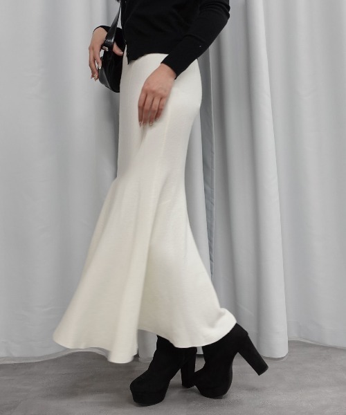 Lots of Love（ロッツオブラブ）の「ニットマーメイドスカート【ベルトセット】（スカート・レディース・グレー/ブラック/アイボリー/ベージュ・M）」の7枚目の写真