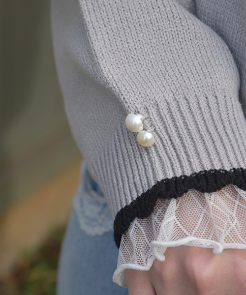 axes femme(アクシーズファム)の「レースアップニットPO(ニット/セーター・レディース・グレー/キナリ/ミント・FREE)」の8枚目の写真