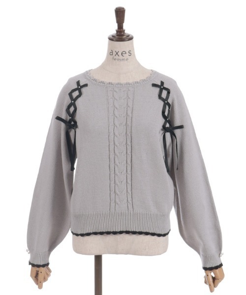axes femme(アクシーズファム)の「レースアップニットPO(ニット/セーター・レディース・グレー/キナリ/ミント・FREE)」の9枚目の写真
