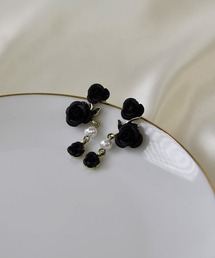 【LA MUE】ニッケルフリー ローズ×パール ドロップピアス