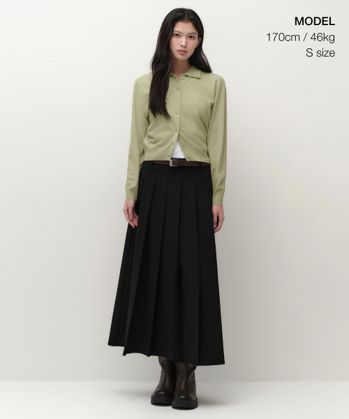 MUSINSA STANDARD WOMAN（ムシンサスタンダードウーマン）の「ウィメンズ ローウエストプリーツマキシスカート[ブラック]（スカート・レディース・その他・SMALL/MEDIUM/LARGE/X-SMALL）」の2枚目の写真