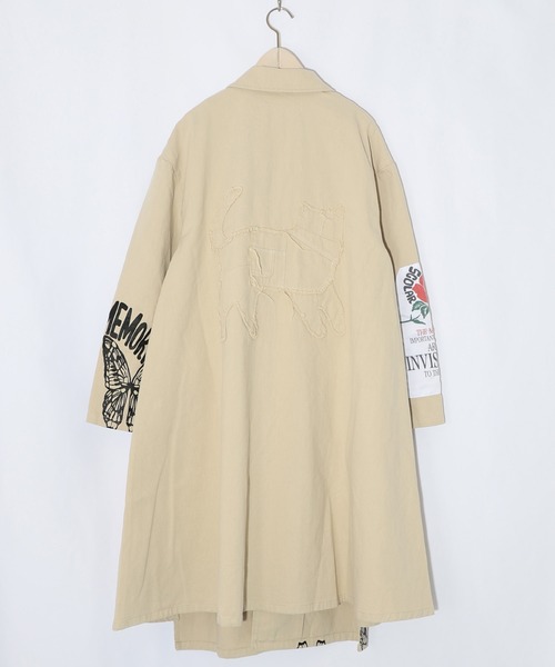 ScoLar(スカラー)の「161608:アップリケ×刺繍デニムorツイルロングコート(テーラードジャケット・レディース・ベージュ/ブルー・M)」の19枚目の写真