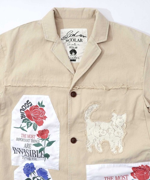 ScoLar(スカラー)の「161608:アップリケ×刺繍デニムorツイルロングコート(テーラードジャケット・レディース・ベージュ/ブルー・M)」の21枚目の写真