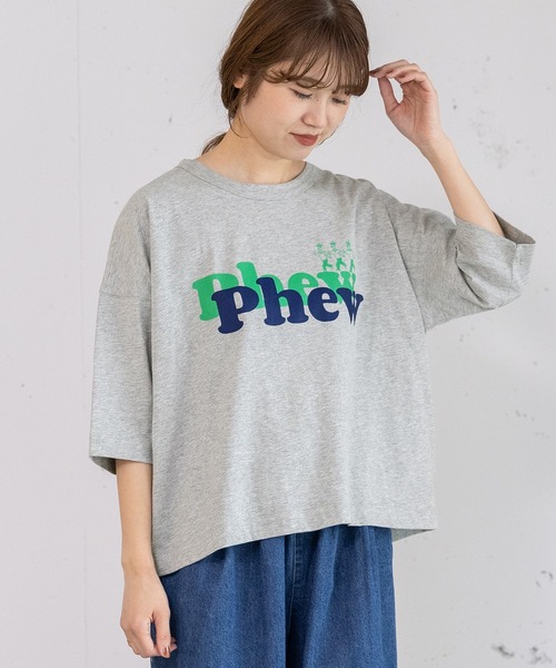 POU DOU DOU(プードゥドゥ)の「Phewおじさんプリントカットソー(Tシャツ/カットソー・レディース・グリーン/レッド/オフホワイト/グレー・3)」の3枚目の写真