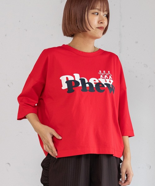POU DOU DOU(プードゥドゥ)の「Phewおじさんプリントカットソー(Tシャツ/カットソー・レディース・グリーン/レッド/オフホワイト/グレー・3)」の1枚目の写真