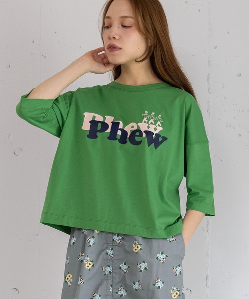 POU DOU DOU(プードゥドゥ)の「Phewおじさんプリントカットソー(Tシャツ/カットソー・レディース・グリーン/レッド/オフホワイト/グレー・3)」の4枚目の写真