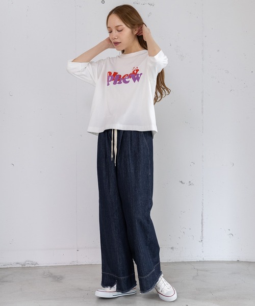 POU DOU DOU(プードゥドゥ)の「Phewおじさんプリントカットソー(Tシャツ/カットソー・レディース・グリーン/レッド/オフホワイト/グレー・3)」の14枚目の写真