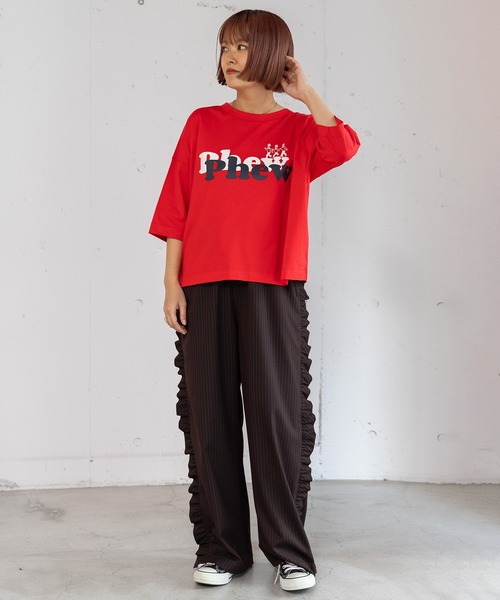 POU DOU DOU(プードゥドゥ)の「Phewおじさんプリントカットソー(Tシャツ/カットソー・レディース・グリーン/レッド/オフホワイト/グレー・3)」の18枚目の写真
