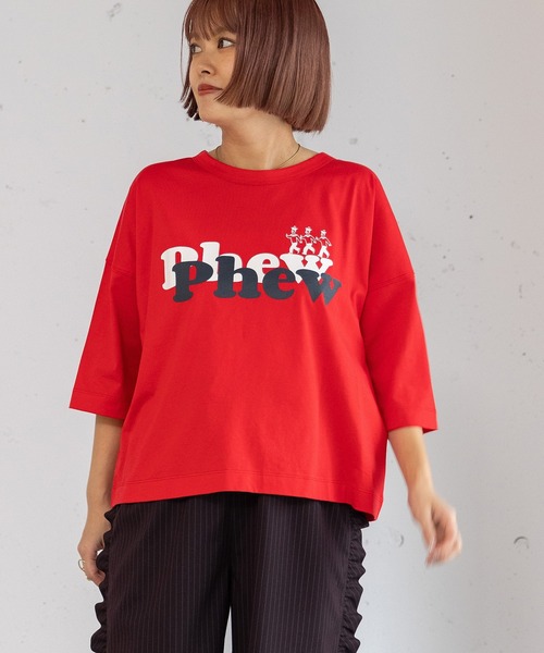 POU DOU DOU(プードゥドゥ)の「Phewおじさんプリントカットソー(Tシャツ/カットソー・レディース・グリーン/レッド/オフホワイト/グレー・3)」の19枚目の写真
