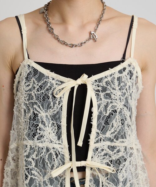 w closet（ダブルクローゼット）の「イレヘムレースキャミ（シャツ/ブラウス・レディース・ブラック/アイボリー・FREE）」の13枚目の写真