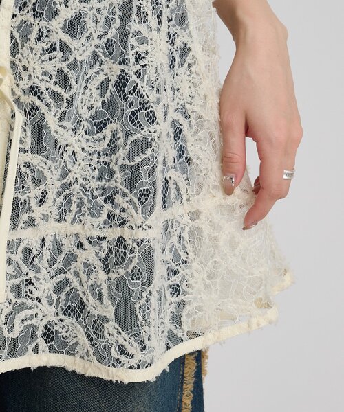 w closet（ダブルクローゼット）の「イレヘムレースキャミ（シャツ/ブラウス・レディース・ブラック/アイボリー・FREE）」の15枚目の写真