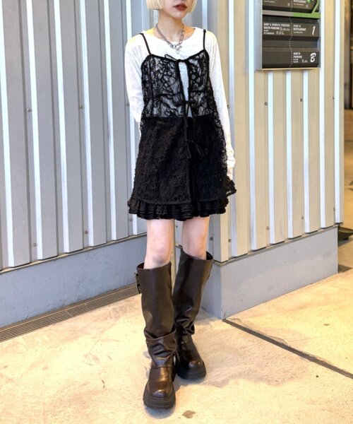 w closet（ダブルクローゼット）の「イレヘムレースキャミ（シャツ/ブラウス・レディース・ブラック/アイボリー・FREE）」の21枚目の写真