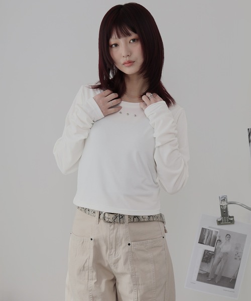 Ulysses(ユリシス)の「スタッズ長袖カットソー(Tシャツ/カットソー・レディース・ブラック/ホワイト・F)」の7枚目の写真