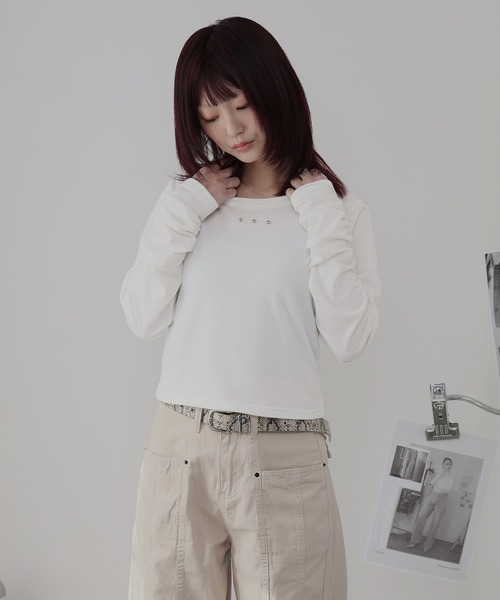 Ulysses(ユリシス)の「スタッズ長袖カットソー(Tシャツ/カットソー・レディース・ブラック/ホワイト・F)」の8枚目の写真