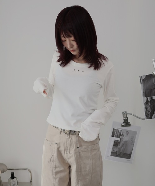 Ulysses(ユリシス)の「スタッズ長袖カットソー(Tシャツ/カットソー・レディース・ブラック/ホワイト・F)」の10枚目の写真