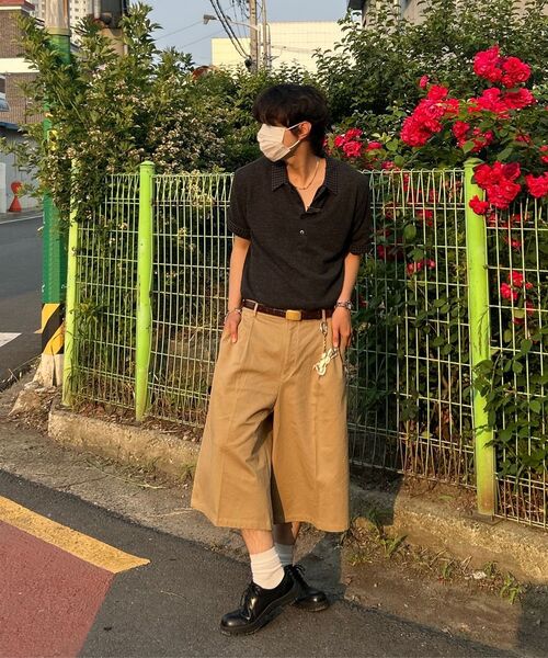 BASEMOMENT(ベースモーメント)の「ロングワイドチノバermudaパンツブラック(その他パンツ・メンズ・その他・MEDIUM/LARGE/X-LARGE)」の12枚目の写真