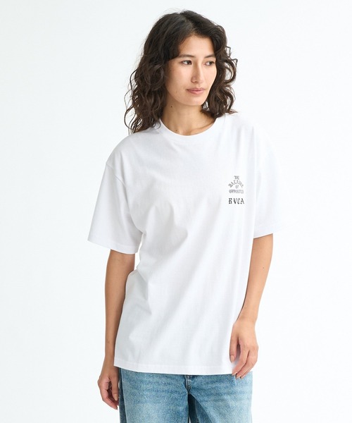 RVCA(ルーカ)の「RVCA ウィメンズ DAISY VA BOX LOGO LOOSE FIT SS TEE Tシャツ 【2026年春夏モデル】(Tシャツ/カットソー・レディース・ホワイト/ピンク系その他/ブラック・LARGE/MEDIUM/SMALL)」の6枚目の写真