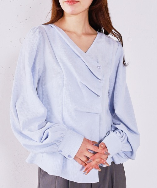 archives（アルシーヴ）の「ボタンタックペプラムＢＬ（シャツ/ブラウス・レディース・ブルー/アイボリー/ブラック・MEDIUM）」の3枚目の写真