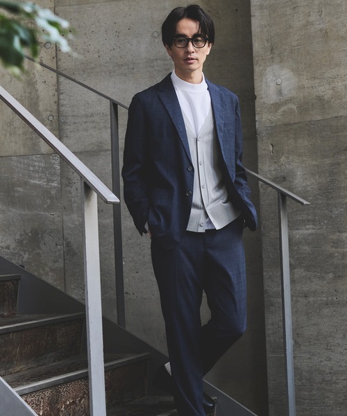 JUNRED(ジュンレッド)の「クロスシャンブレージャケット/セットアップ対応/ストレッチ(スーツジャケット・メンズ・ネイビー/チャコールグレー・S/M/L/LL)」の6枚目の写真
